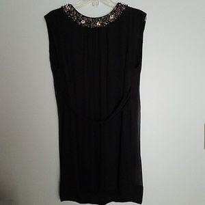French Connection black silk hand beaded dress